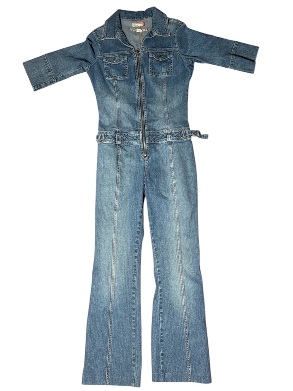 Denim Zip-Front Jumpsuit - Blue